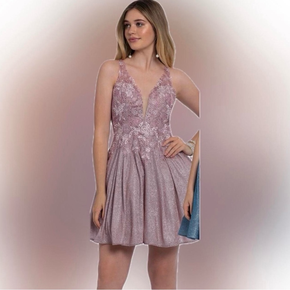 Rose Gold Glittery Backless Dress - Size 2